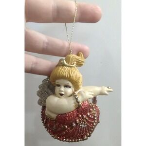 Vtg Katherine's Collection Mardi Gras Red Plus Size Mermaid Christmas Ornament